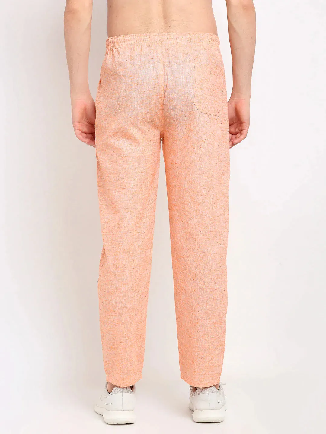 Men'S Orange Linen Cotton Track Pants