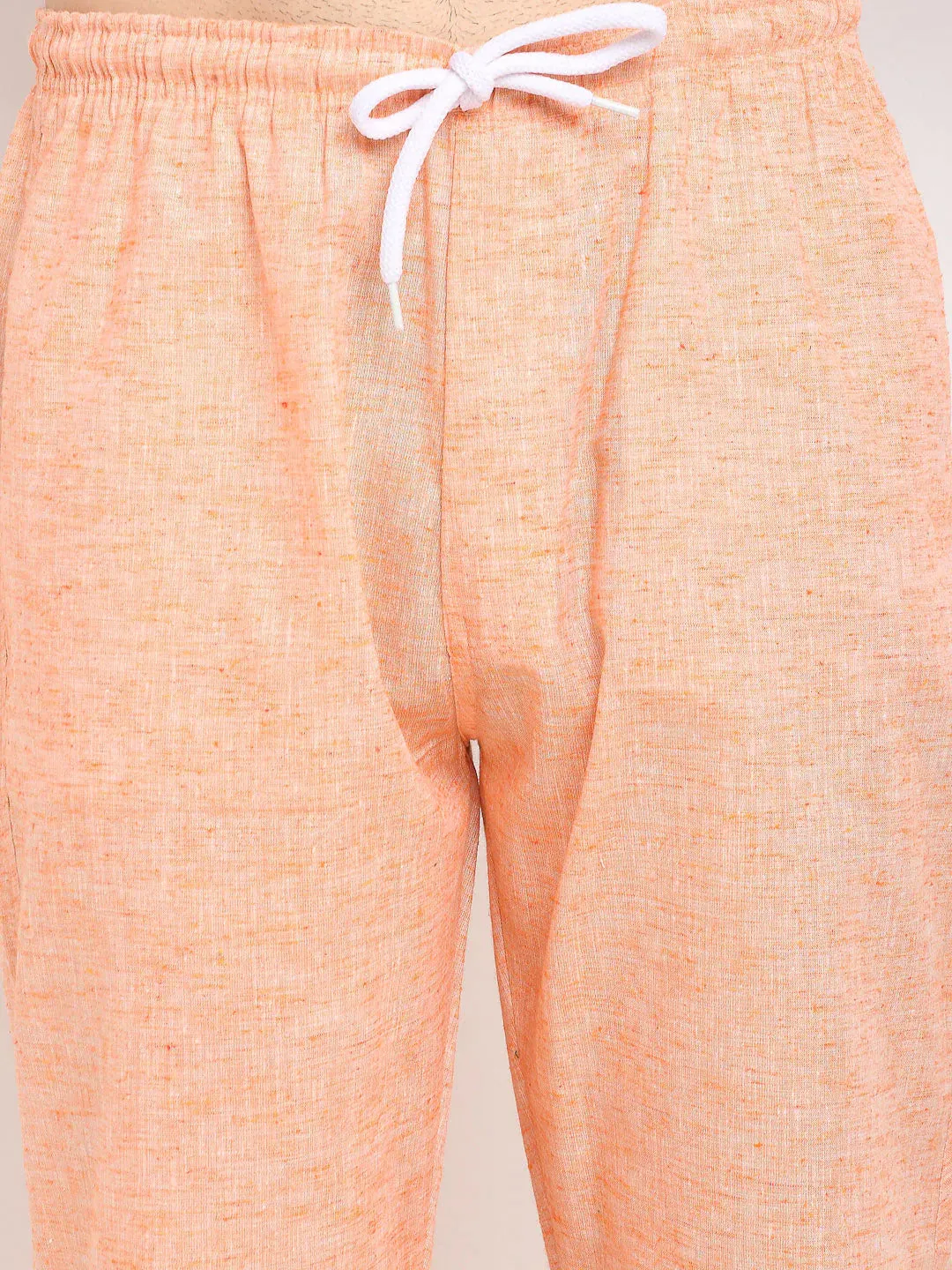 Men'S Orange Linen Cotton Track Pants