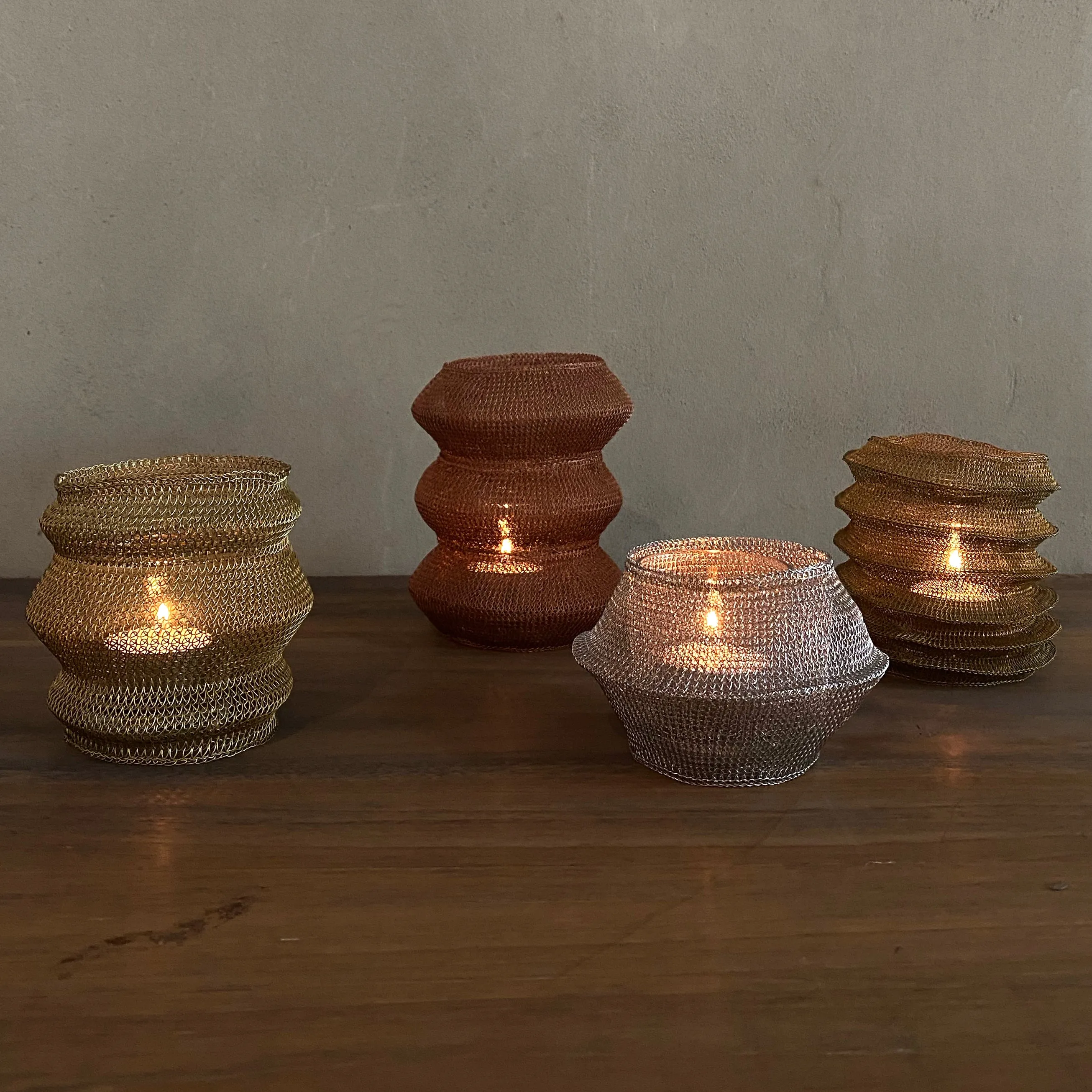 Metal Mesh Candle Lantern - Set of 4