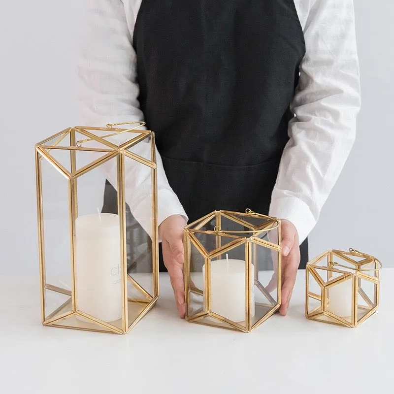 Modern Gold and Glass Geometric Lantern