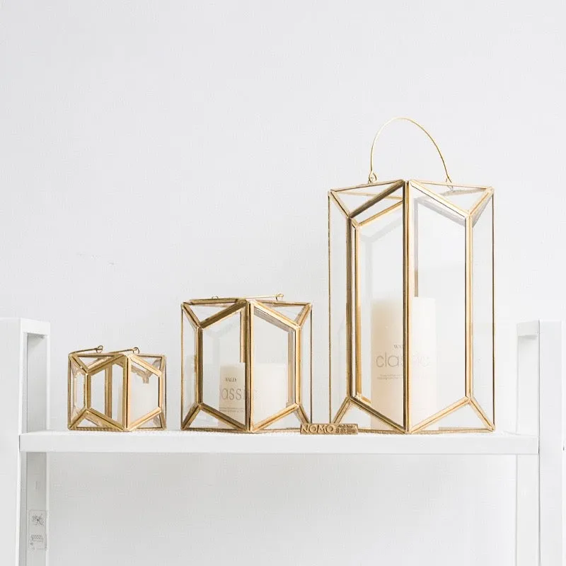 Modern Gold and Glass Geometric Lantern