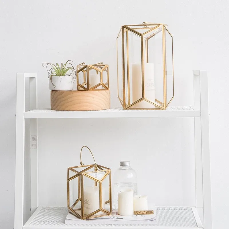 Modern Gold and Glass Geometric Lantern