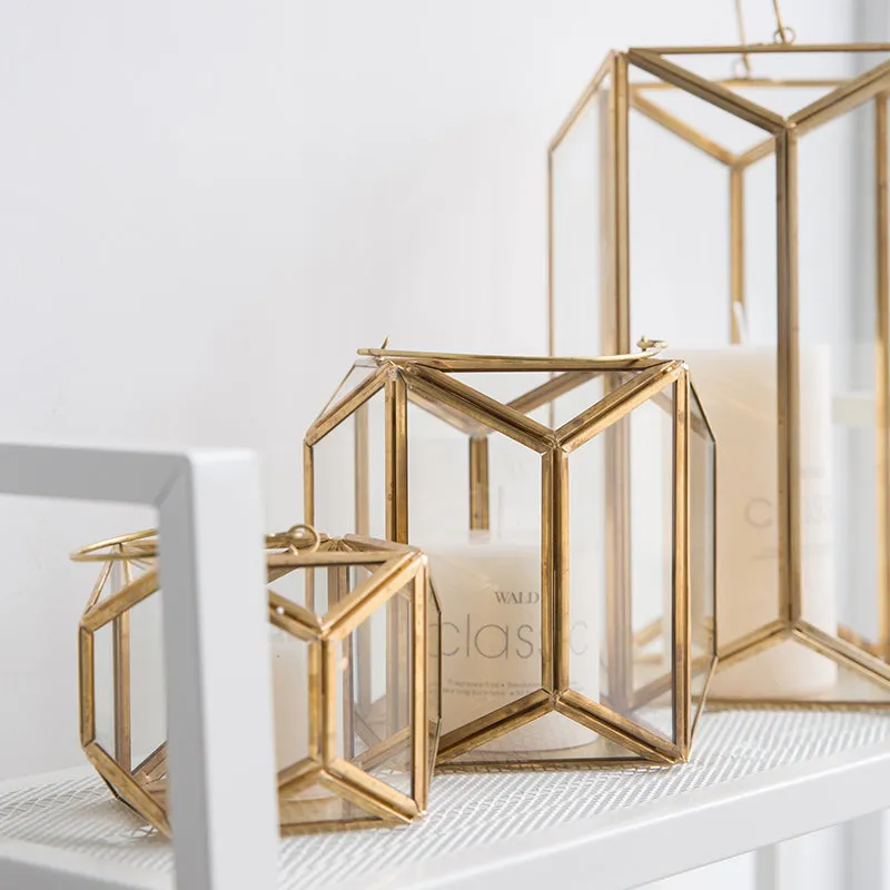 Modern Gold and Glass Geometric Lantern