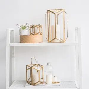 Modern Gold and Glass Geometric Lantern