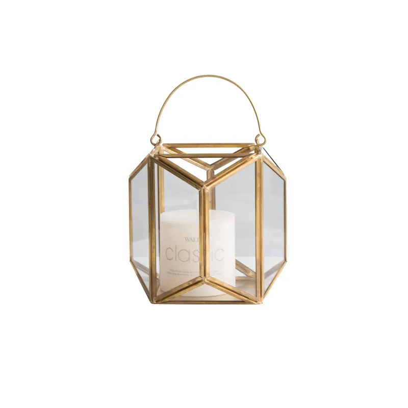 Modern Gold and Glass Geometric Lantern