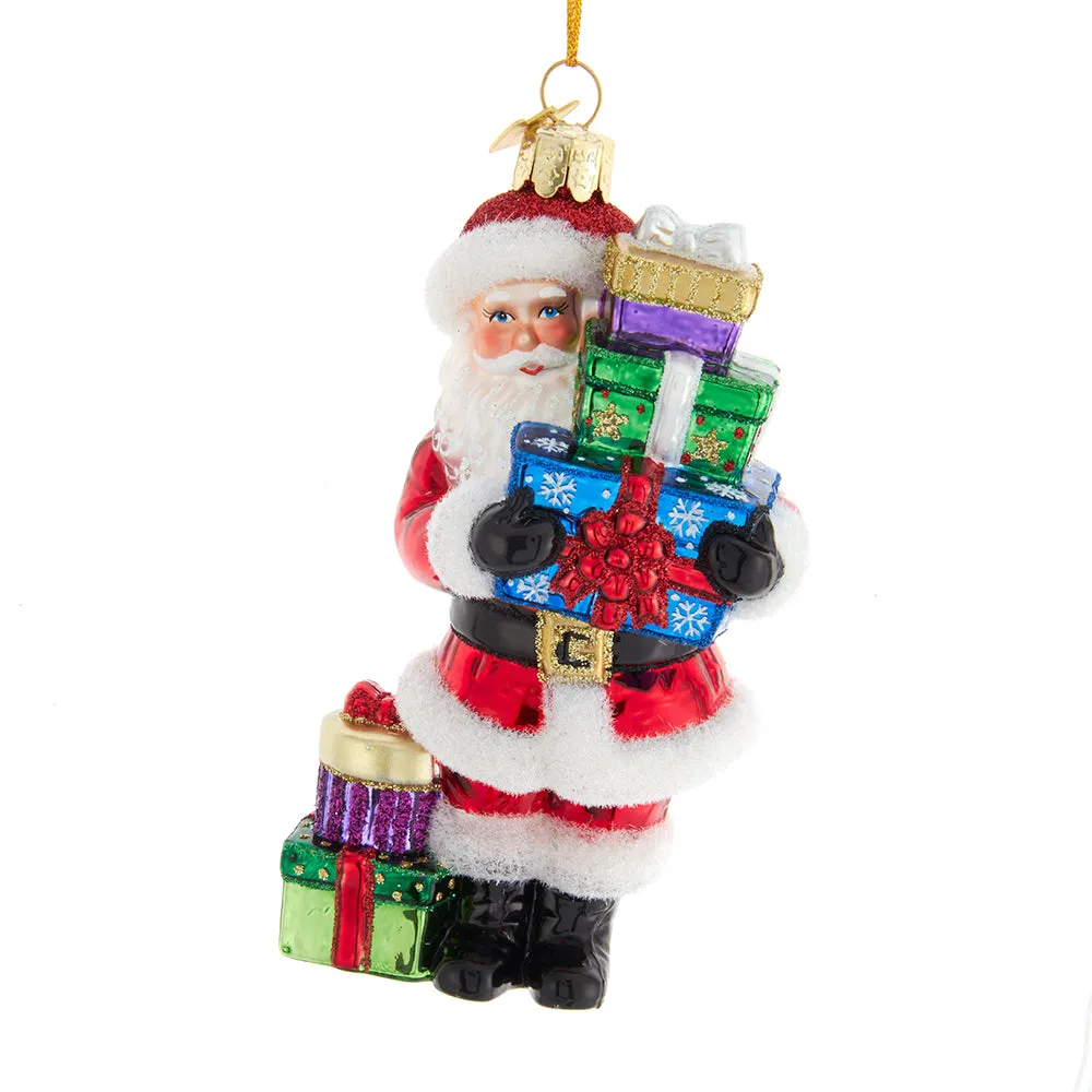 Noble Gems™ Glass Santa With Gifts Ornament