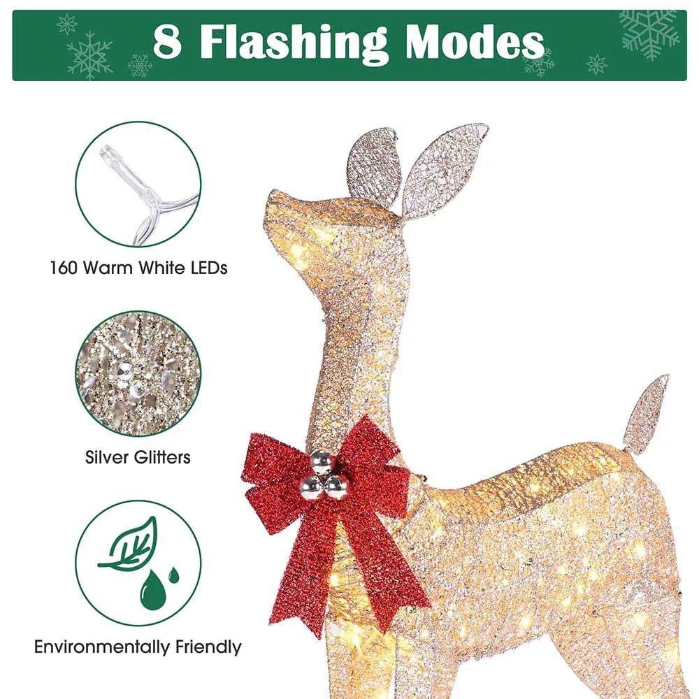 Outdoor Lighted Reindeer for Yard, 2-piece(Doe & Fawn)