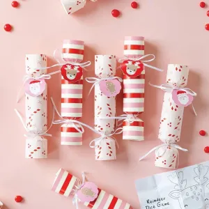 Pink and Red Kids Cute Christmas Crackers x 12