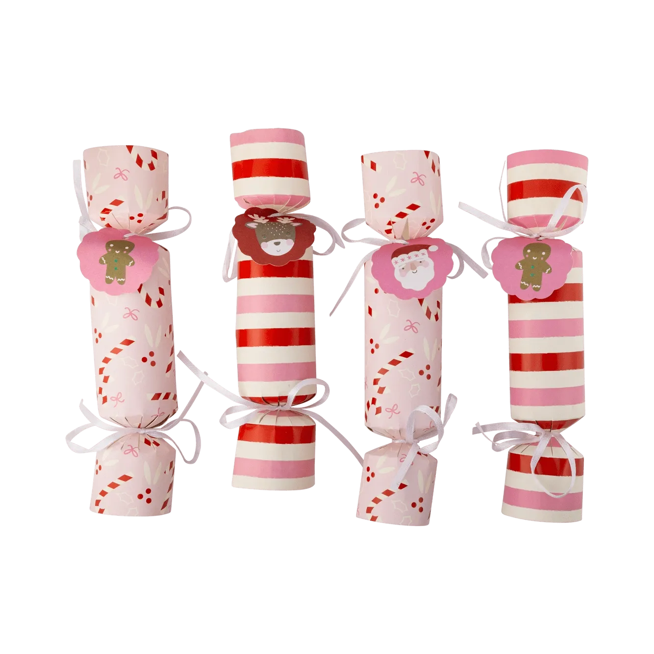 Pink and Red Kids Cute Christmas Crackers x 12