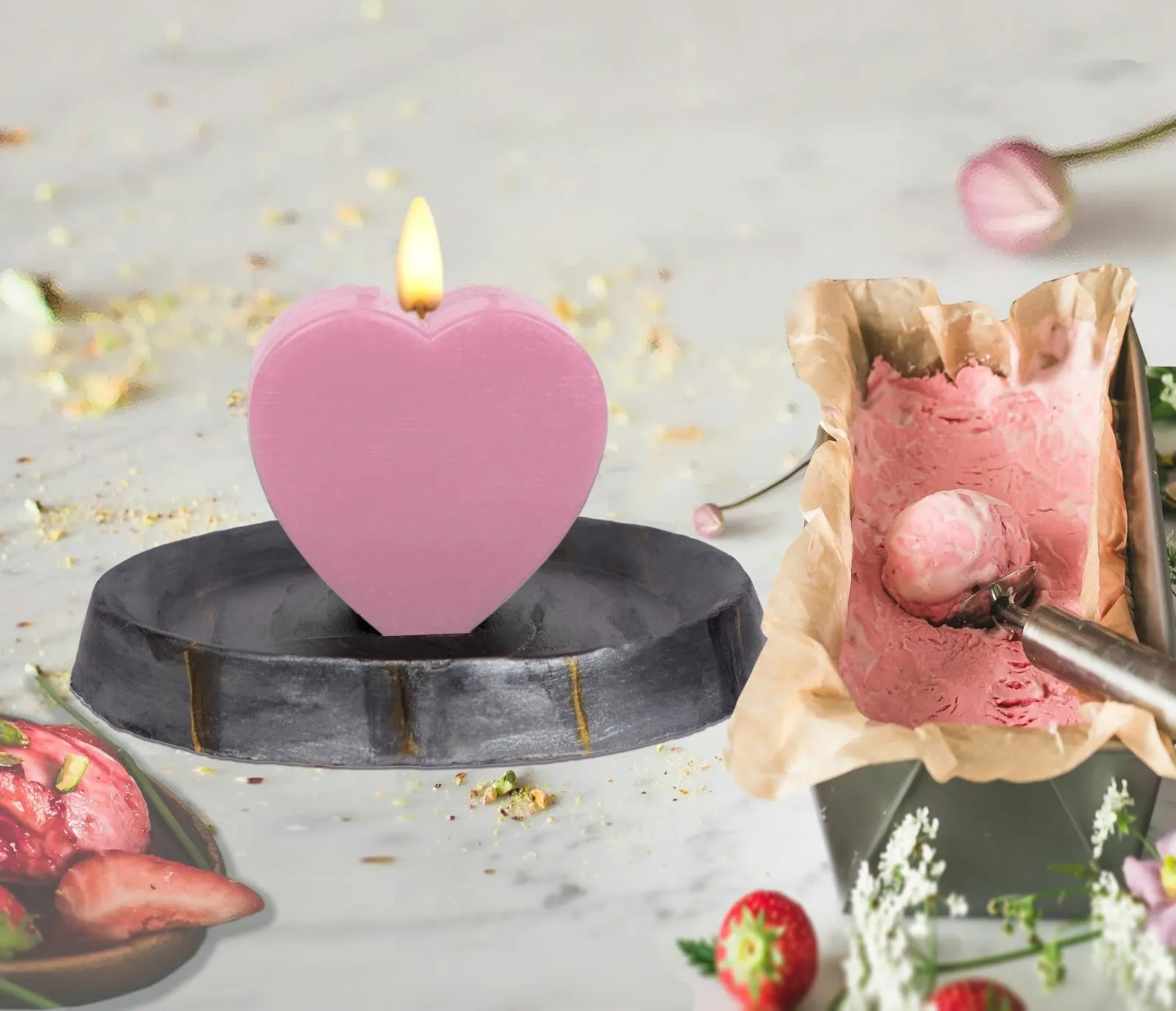 PLAYINGFLAMES Heart Shaped Scented Candles for Home Décor & Aromatherapy | Relaxing Aroma Candle | 270 Gm | Upto 2Hr Burn Time | Home Decor Item | Gifts for Memorable (Large, Pink)