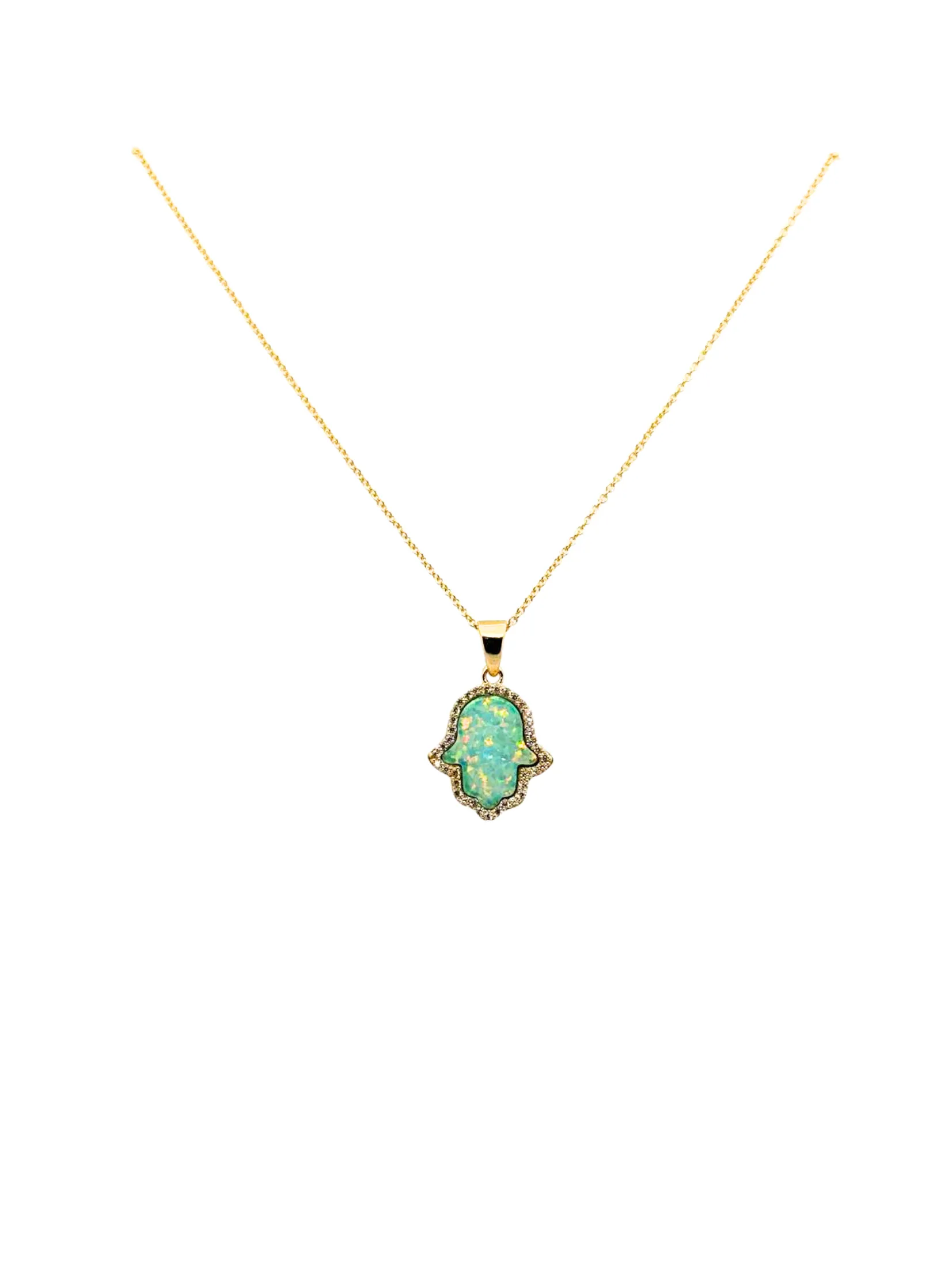 "HAMSA" CZ PAVE NECKLACE - LARGE