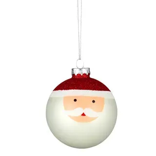 Red and White Santa Glass Bauble