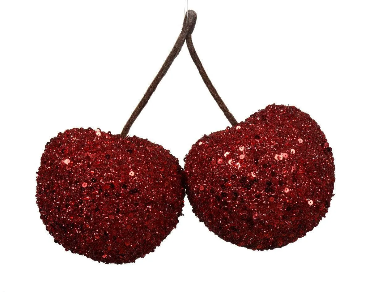 Red Glitter Sequin Berry Decoration - 30cm