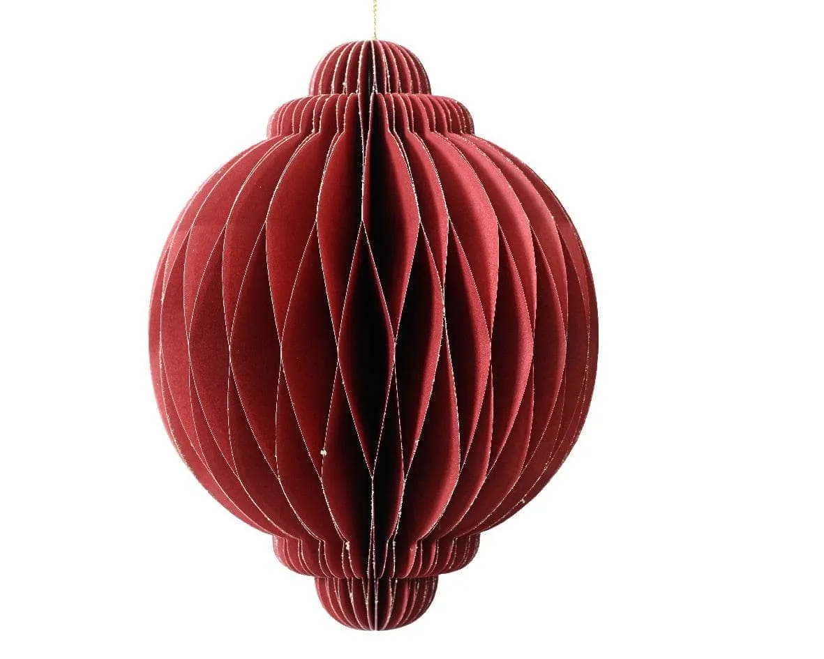 Red Paper Onion Christmas Tree Decoration - 20cm