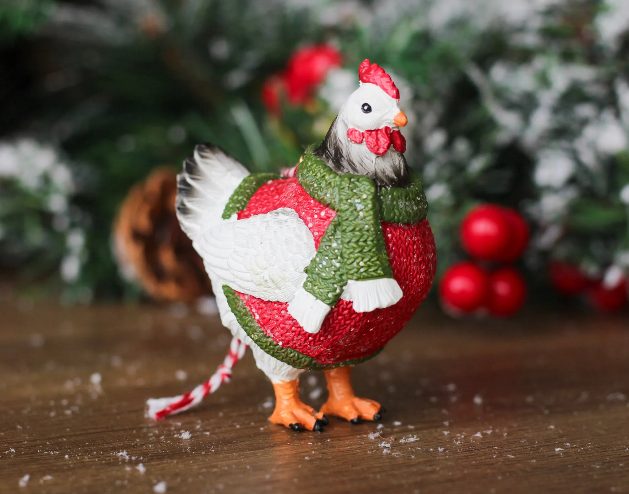 Resin Chicken In Festive Clothing Ornament