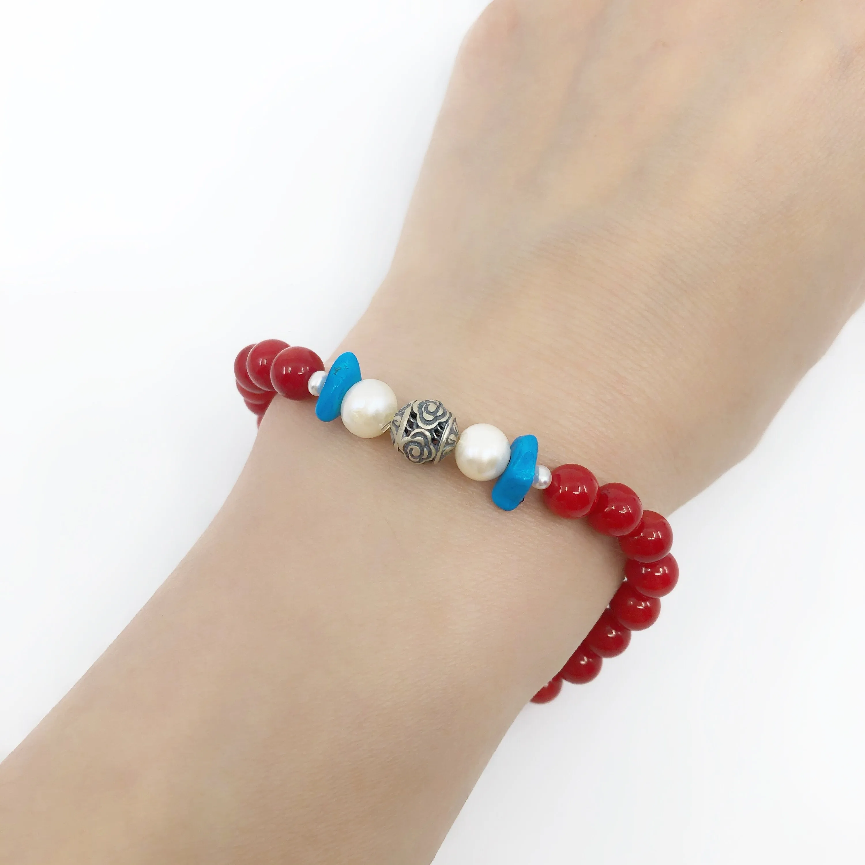 Reunion Beaded Bracelet - Red Coral