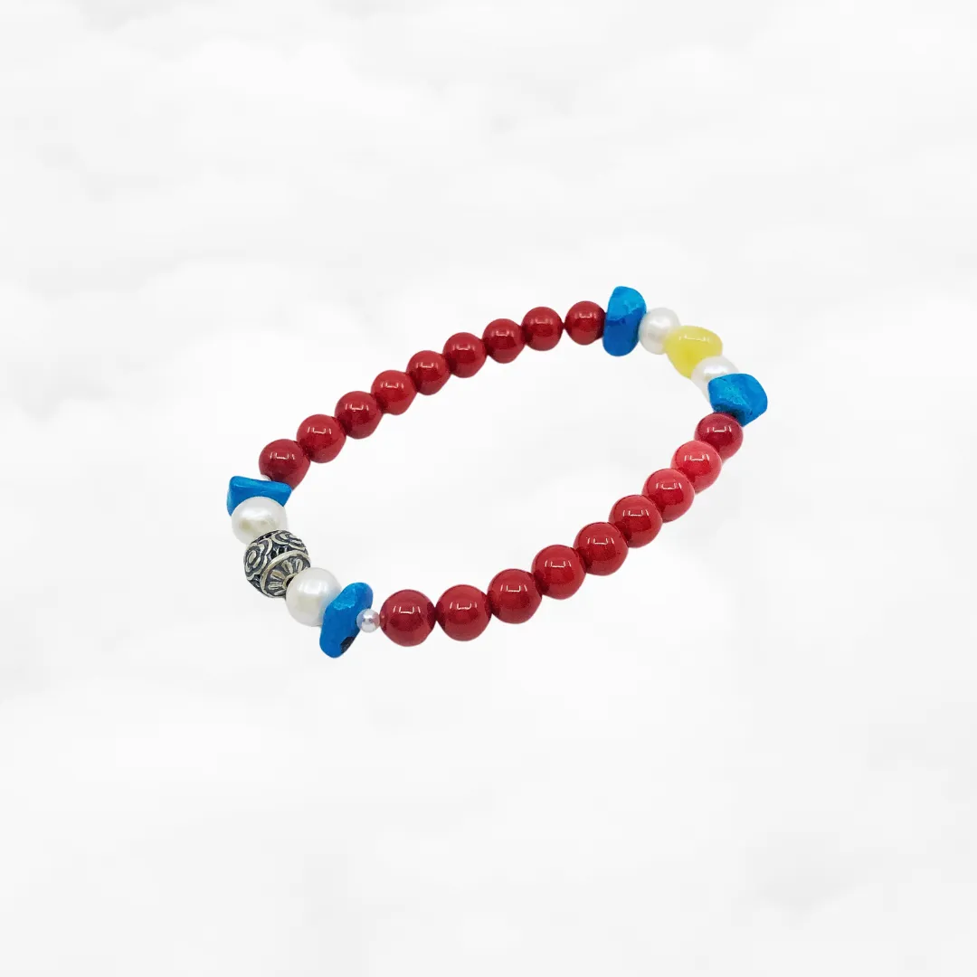 Reunion Beaded Bracelet - Red Coral