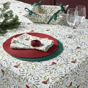 Robin and mistletoe tablecloth