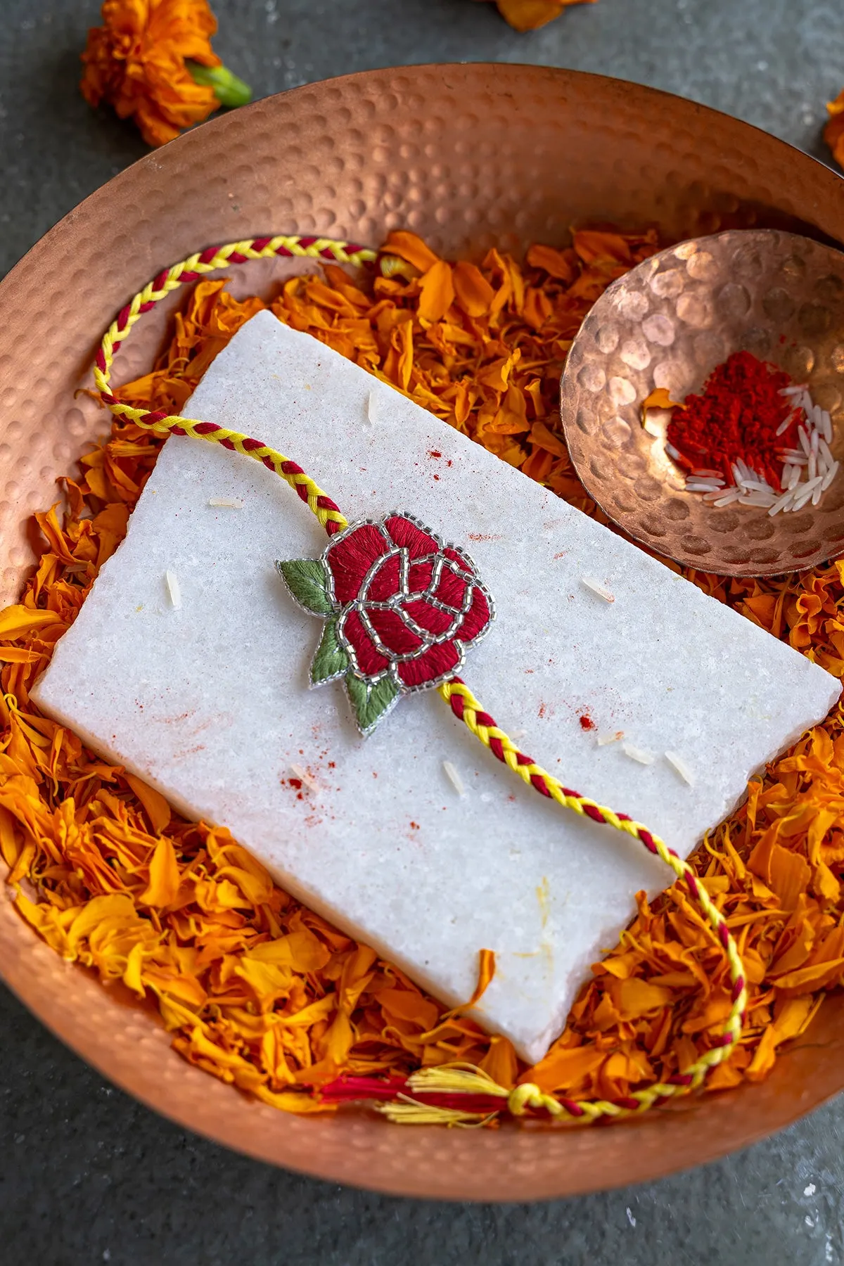 Rose Embroidered Rakhi