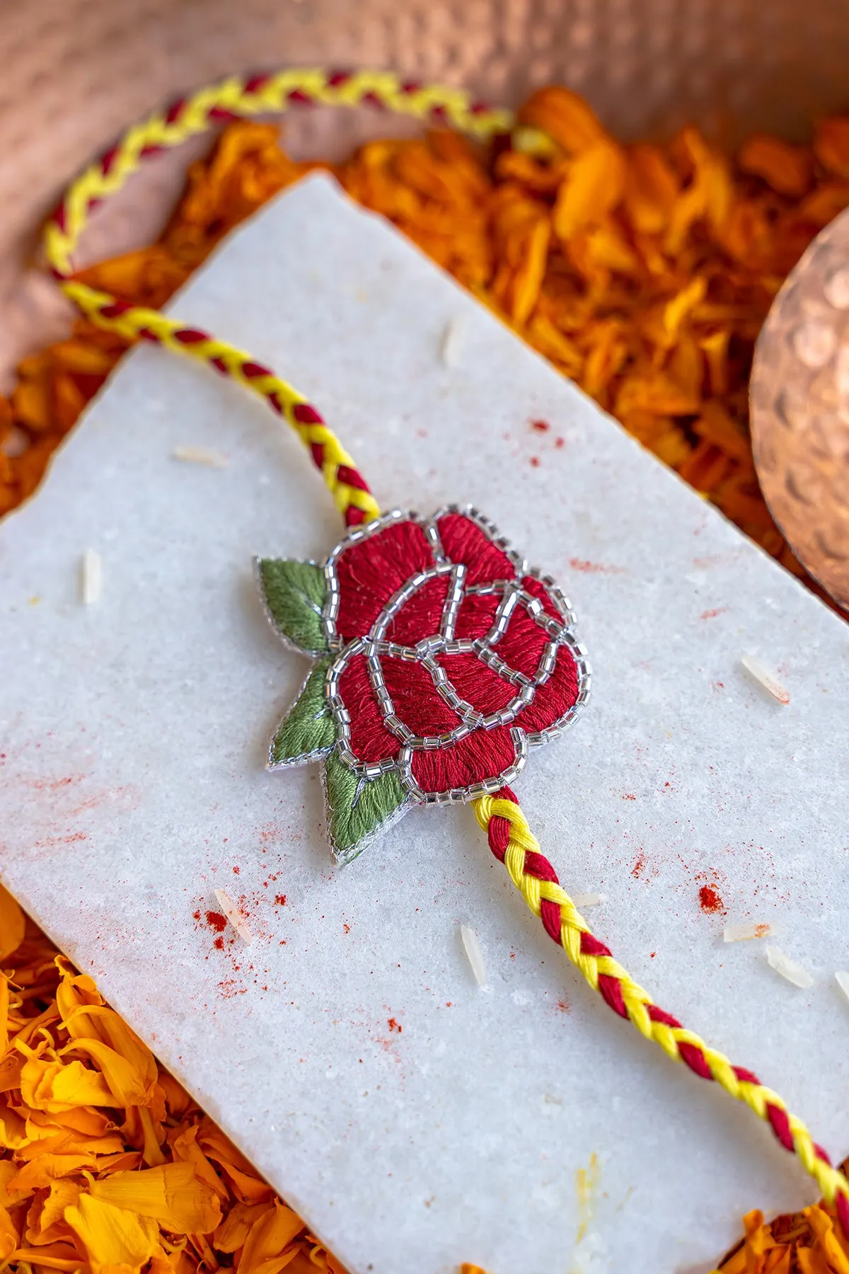 Rose Embroidered Rakhi