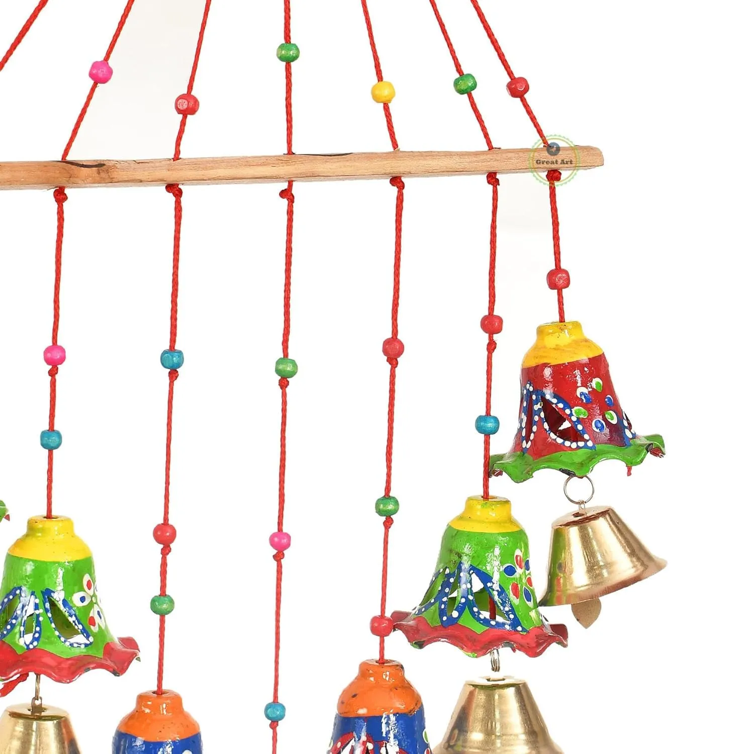 Sharma Enterprise Pack of 1 Traditional Wall Door Hanging Lotus Latkan Toran with Bells - Main Door Entrance Pooja Room Home Temple Wedding Festival Decor - Diwali Decoration Items