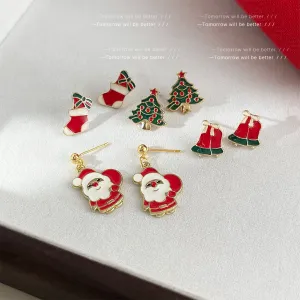 SIsslia Christmas Festive Atmosphere Cute Niche Design Bell Earrings Exquisite High Quality Zircon Earrings