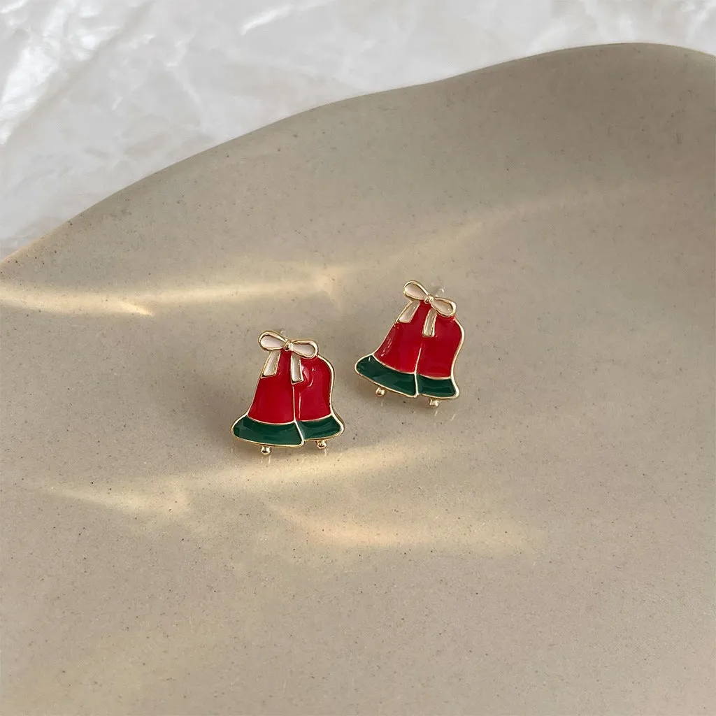 SIsslia Christmas Festive Atmosphere Cute Niche Design Bell Earrings Exquisite High Quality Zircon Earrings