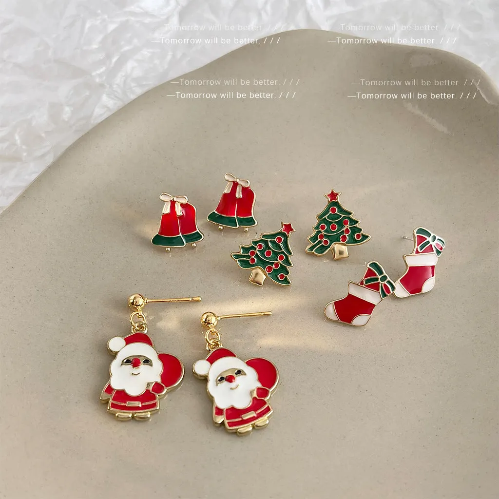 SIsslia Christmas Festive Atmosphere Cute Niche Design Bell Earrings Exquisite High Quality Zircon Earrings