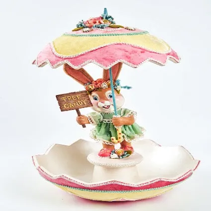 Spring Showers Bunny with Umbrella Candy Dish 28-228405