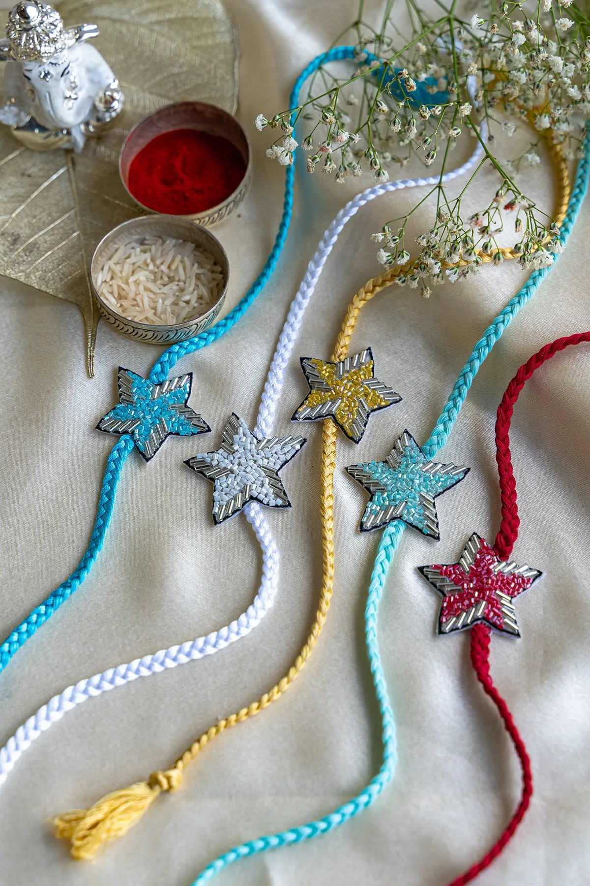 Star Embroidered Rakhi - Set of 5