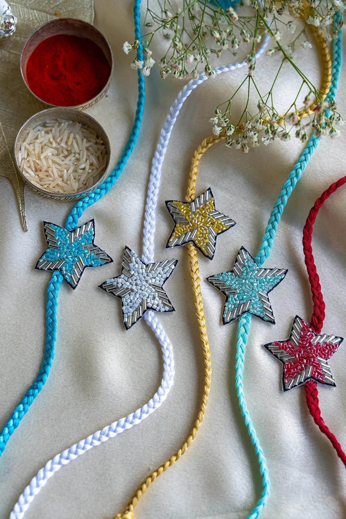 Star Embroidered Rakhi - Set of 5