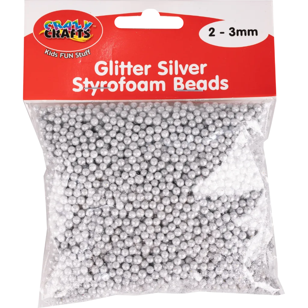 Styrofoam Beads Glitter Silver - 2-3mm