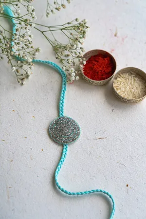 The Blue Diamond Wheel Embroidered Rakhi