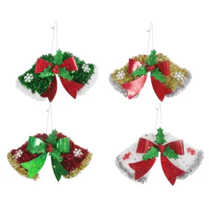 Tinsel Hanging Twin Bells Asst