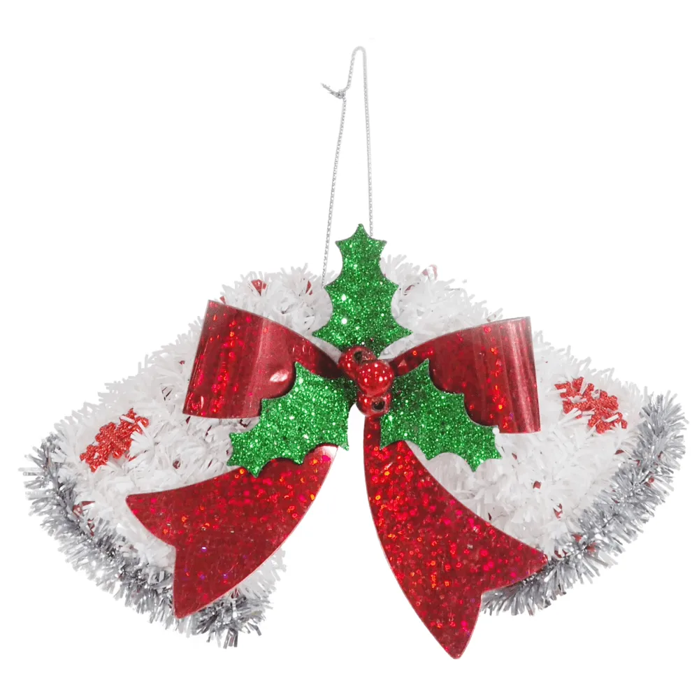 Tinsel Hanging Twin Bells Asst