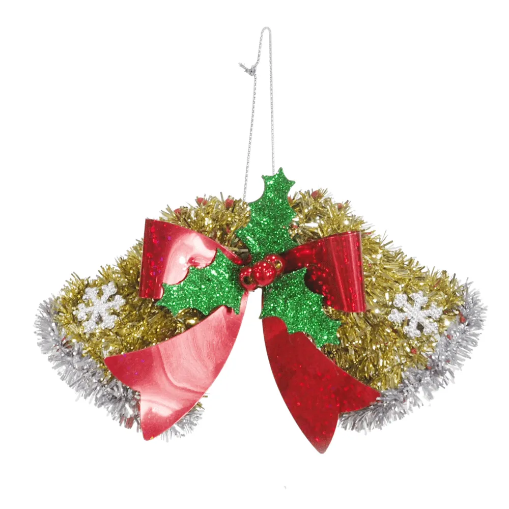 Tinsel Hanging Twin Bells Asst