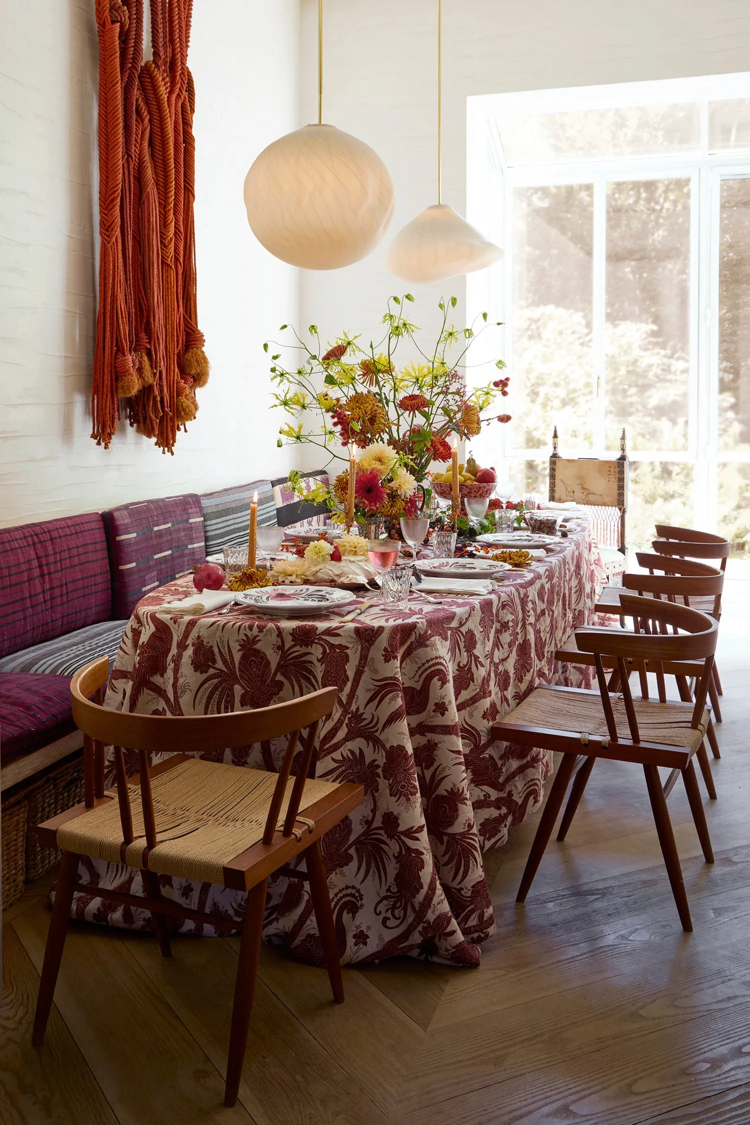 Tree of life Rectangular Tablecloth - Bordeaux Floral