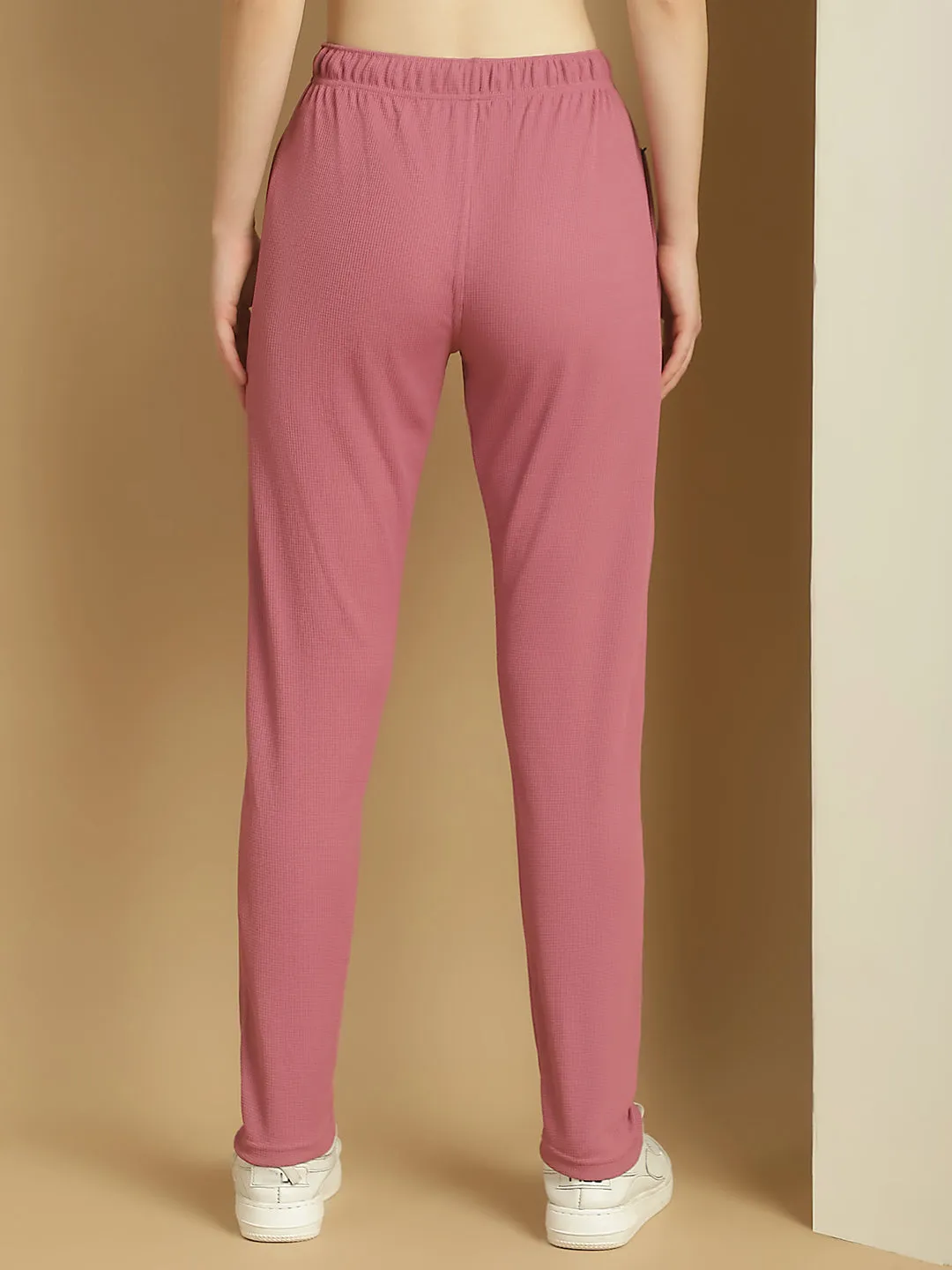 Vimal Jonney Solid Pink Regular Fit Polyster Lycra Trackpant For Women