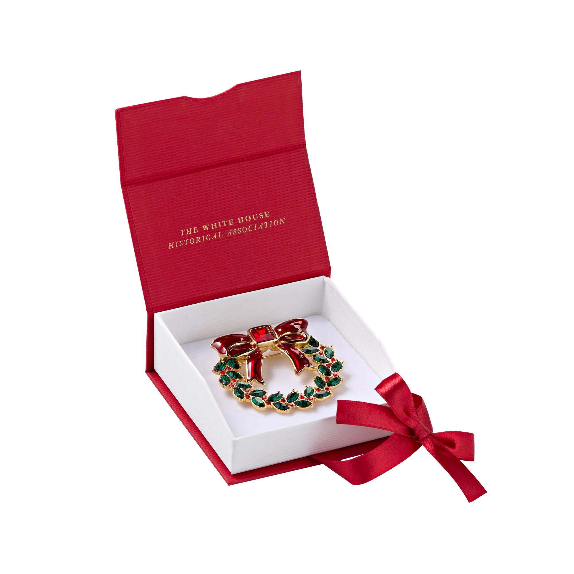 White House Christmas Wreath Brooch