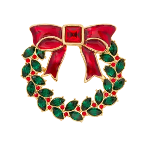 White House Christmas Wreath Brooch