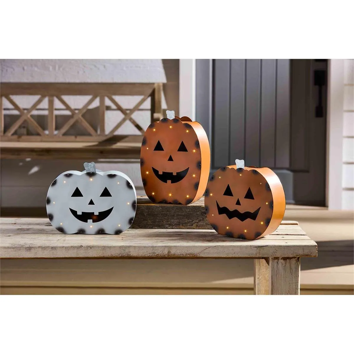 White Tin Pumpkin Lanterns