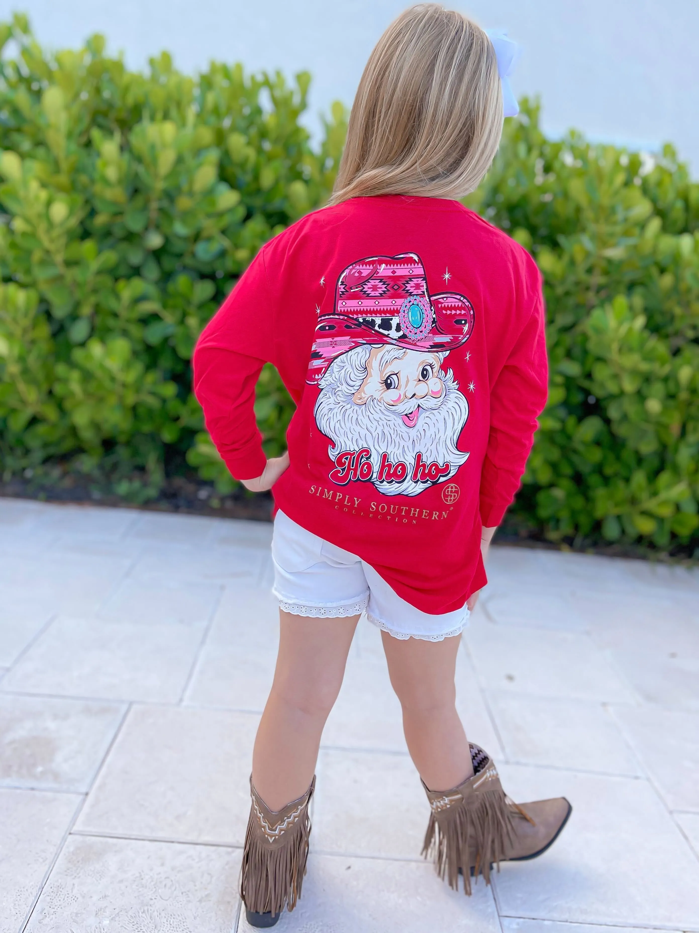 Youth Santa Cowboy Long Sleeve Tee by Simply Southern