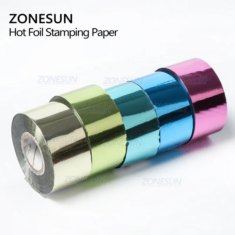 ZONESUN 5cm Gold Silver Red Rose Hot Stamping Foil Paper Transparent Color width/Roll Customized Size DTY Brass Mold Foil 120m